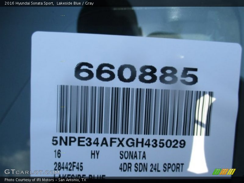 Lakeside Blue / Gray 2016 Hyundai Sonata Sport