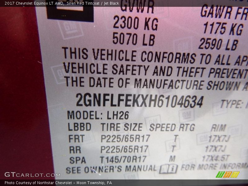 Siren Red Tintcoat / Jet Black 2017 Chevrolet Equinox LT AWD