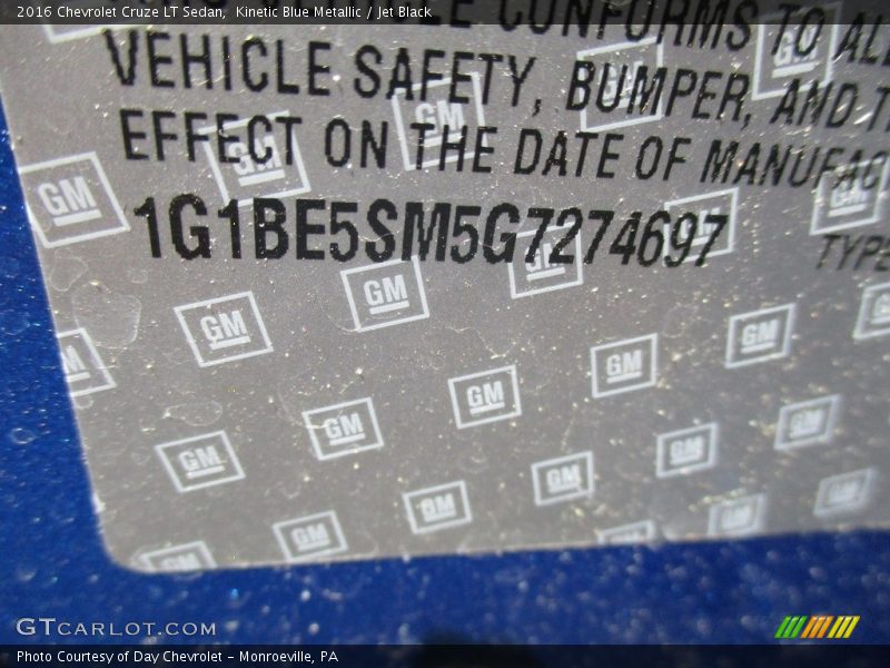 Kinetic Blue Metallic / Jet Black 2016 Chevrolet Cruze LT Sedan