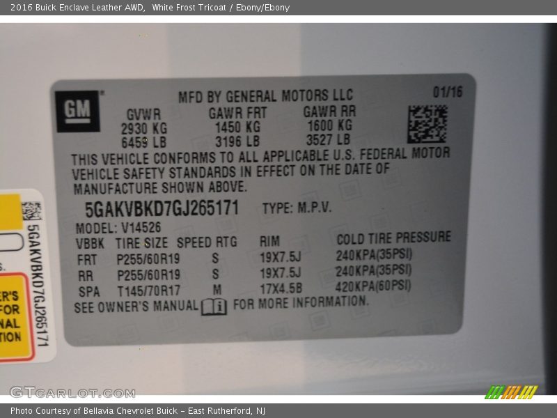 White Frost Tricoat / Ebony/Ebony 2016 Buick Enclave Leather AWD
