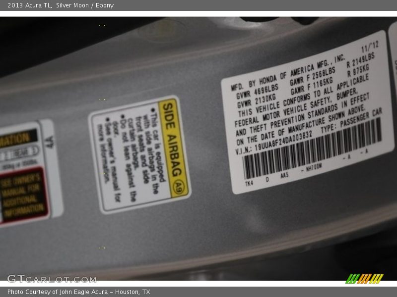 Silver Moon / Ebony 2013 Acura TL