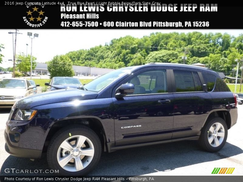 True Blue Pearl / Light Pebble Beige/Dark Slate Gray 2016 Jeep Compass Latitude 4x4