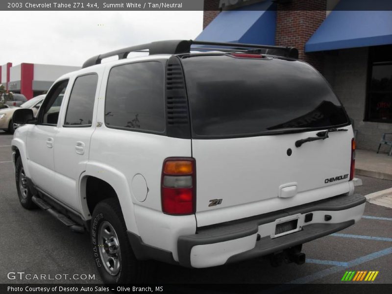 Summit White / Tan/Neutral 2003 Chevrolet Tahoe Z71 4x4