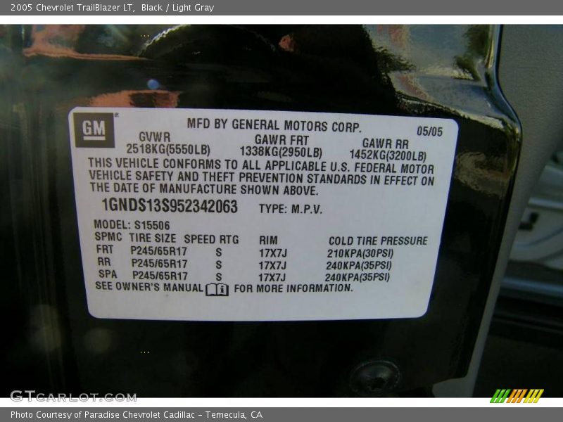 Black / Light Gray 2005 Chevrolet TrailBlazer LT