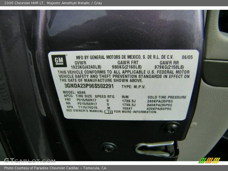 Majestic Amethyst Metallic / Gray 2006 Chevrolet HHR LT