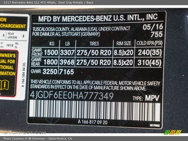 Steel Gray Metallic / Black 2017 Mercedes-Benz GLS 450 4Matic