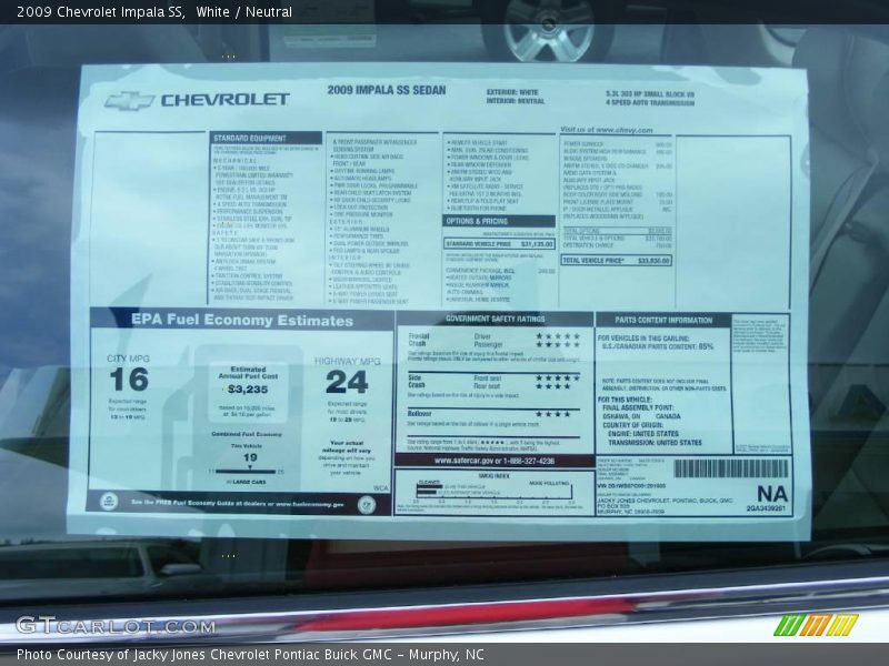 White / Neutral 2009 Chevrolet Impala SS