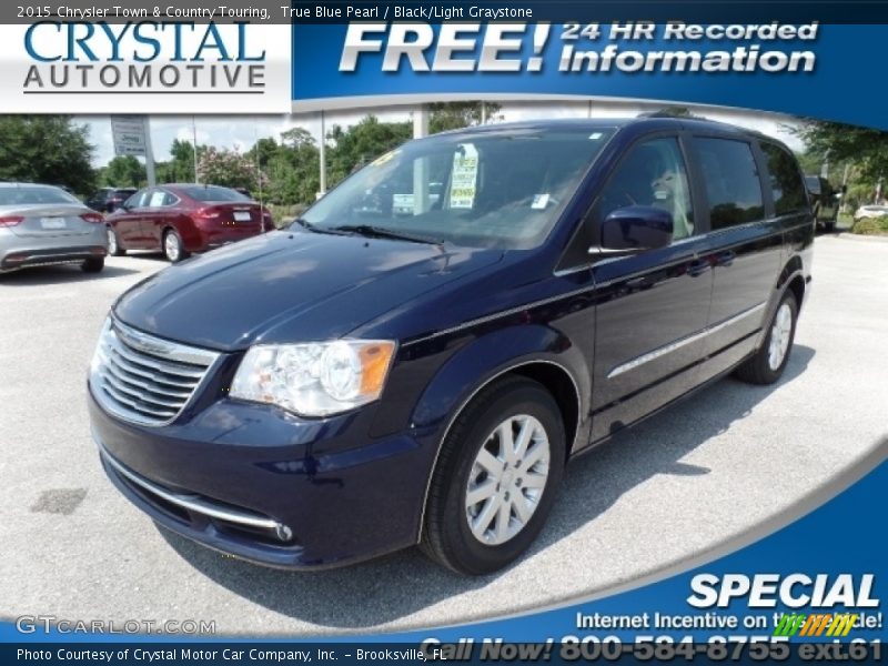 True Blue Pearl / Black/Light Graystone 2015 Chrysler Town & Country Touring