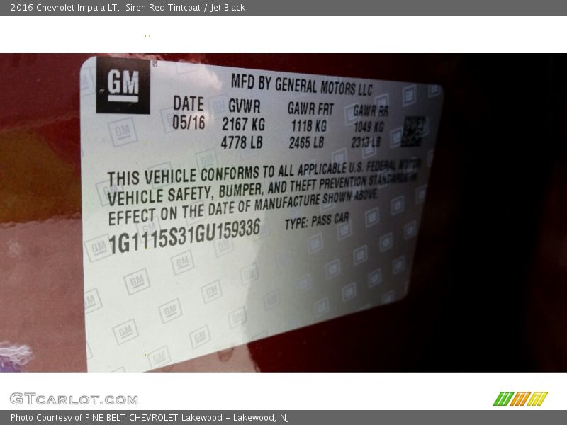 Siren Red Tintcoat / Jet Black 2016 Chevrolet Impala LT