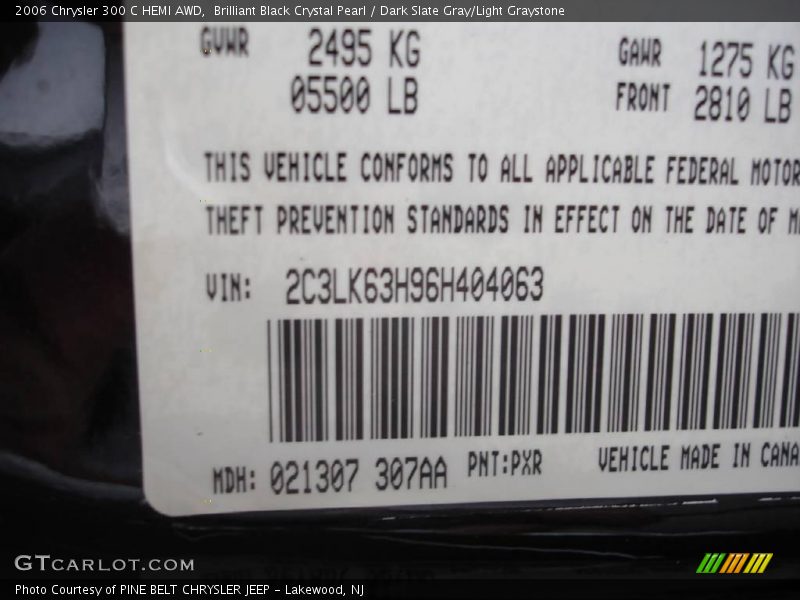 Brilliant Black Crystal Pearl / Dark Slate Gray/Light Graystone 2006 Chrysler 300 C HEMI AWD