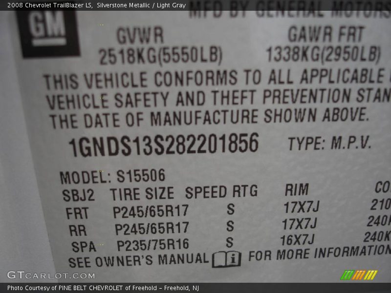 Silverstone Metallic / Light Gray 2008 Chevrolet TrailBlazer LS