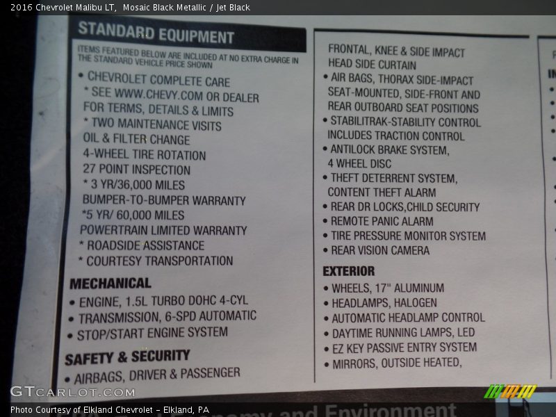 Mosaic Black Metallic / Jet Black 2016 Chevrolet Malibu LT