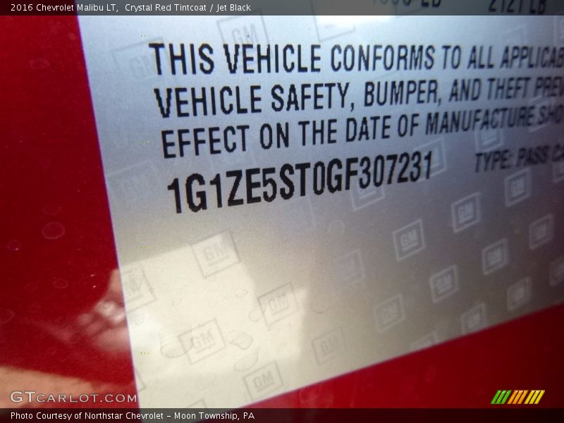 Crystal Red Tintcoat / Jet Black 2016 Chevrolet Malibu LT