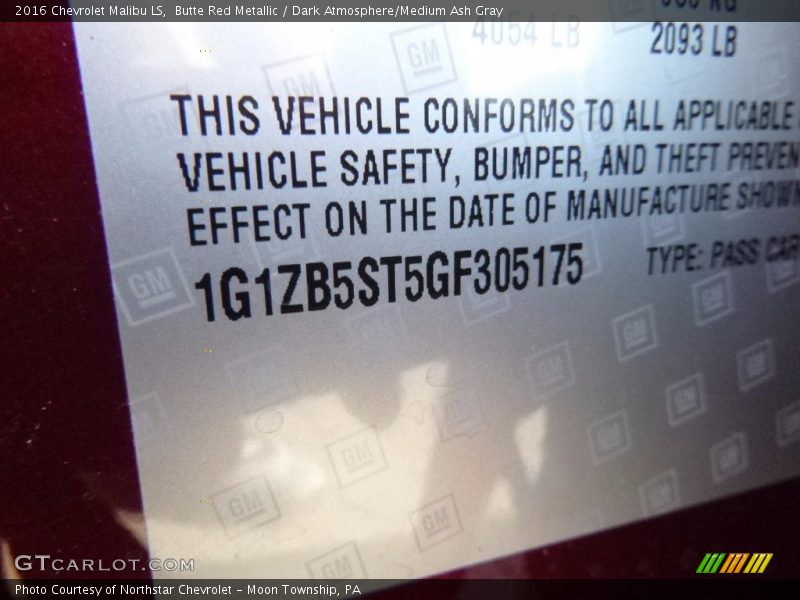 Butte Red Metallic / Dark Atmosphere/Medium Ash Gray 2016 Chevrolet Malibu LS