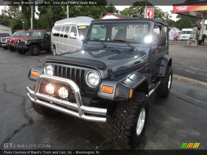 Steel Blue Pearl / Agate Black 2002 Jeep Wrangler Sport 4x4