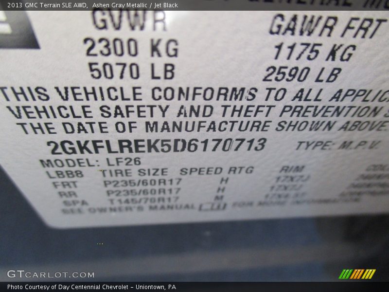 Ashen Gray Metallic / Jet Black 2013 GMC Terrain SLE AWD