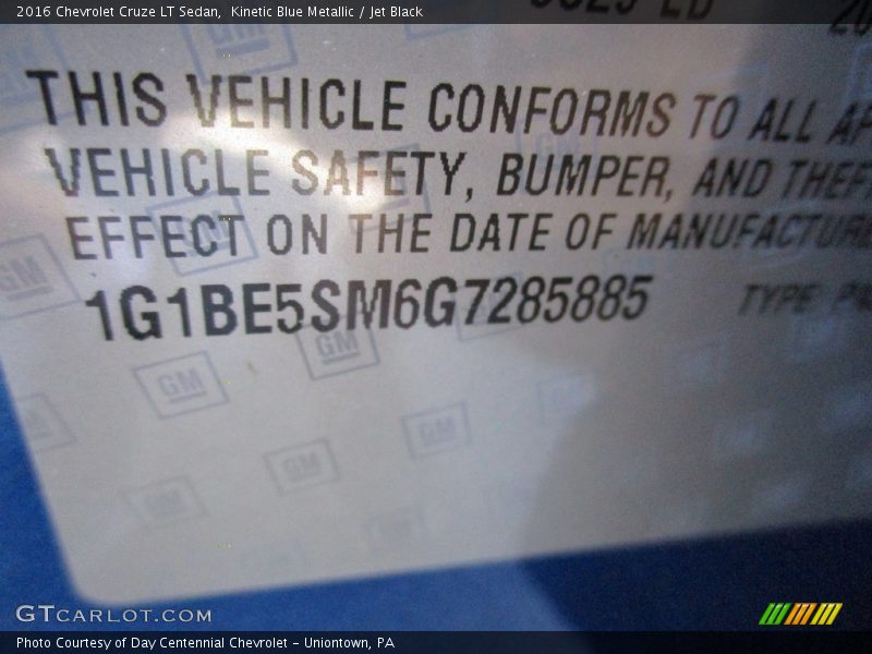 Kinetic Blue Metallic / Jet Black 2016 Chevrolet Cruze LT Sedan