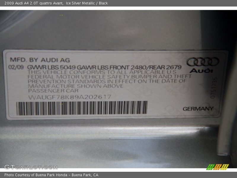 Ice Silver Metallic / Black 2009 Audi A4 2.0T quattro Avant