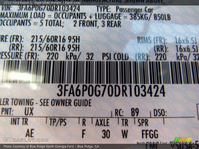 Ingot Silver Metallic / Earth Gray 2013 Ford Fusion S