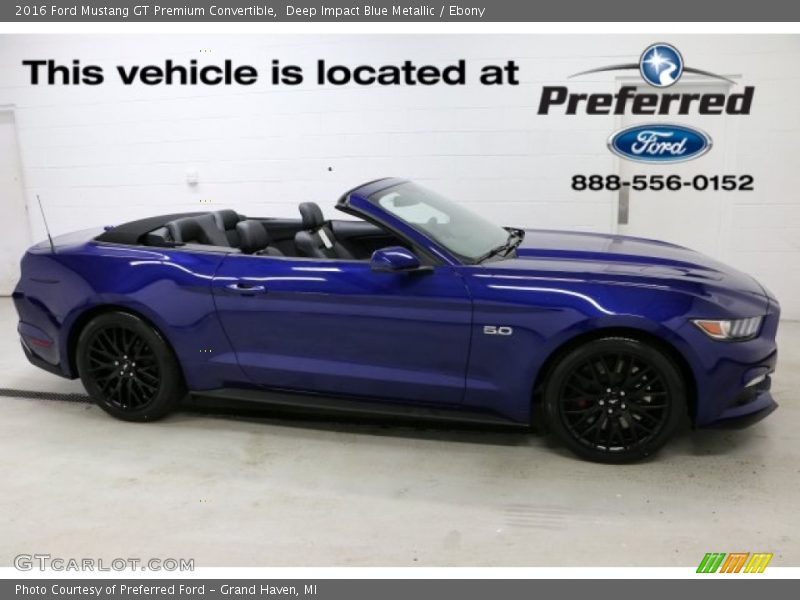 Deep Impact Blue Metallic / Ebony 2016 Ford Mustang GT Premium Convertible