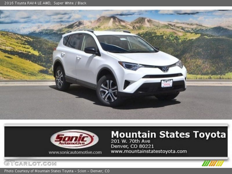 Super White / Black 2016 Toyota RAV4 LE AWD