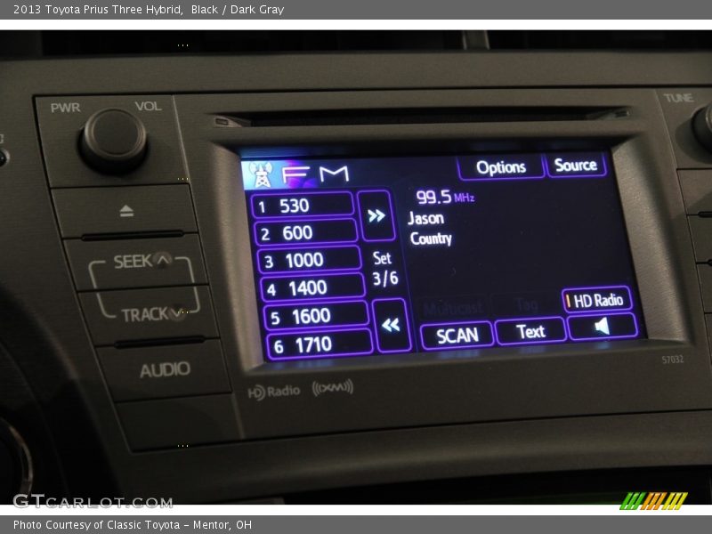 Black / Dark Gray 2013 Toyota Prius Three Hybrid