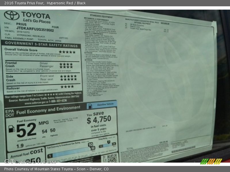 Hypersonic Red / Black 2016 Toyota Prius Four