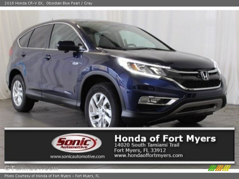 Obsidian Blue Pearl / Gray 2016 Honda CR-V EX