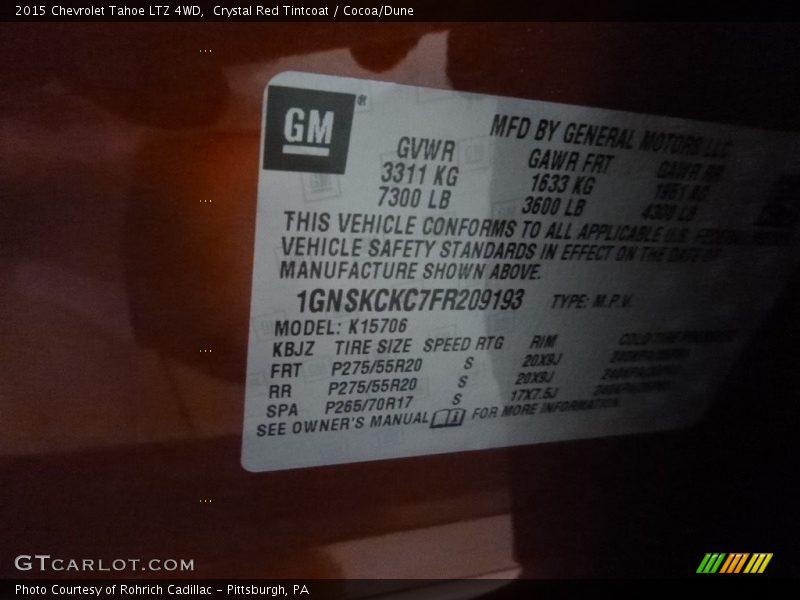 Crystal Red Tintcoat / Cocoa/Dune 2015 Chevrolet Tahoe LTZ 4WD