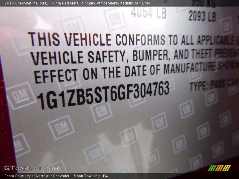 Butte Red Metallic / Dark Atmosphere/Medium Ash Gray 2016 Chevrolet Malibu LS