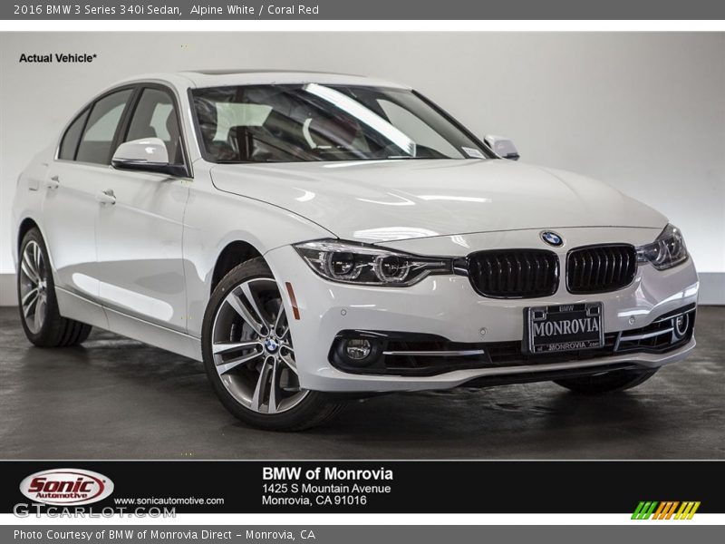 Alpine White / Coral Red 2016 BMW 3 Series 340i Sedan