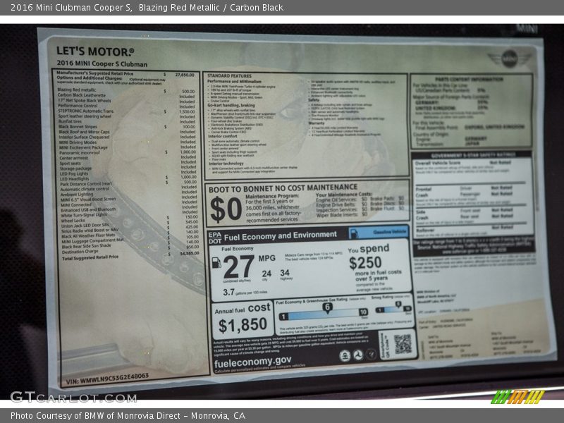 Blazing Red Metallic / Carbon Black 2016 Mini Clubman Cooper S