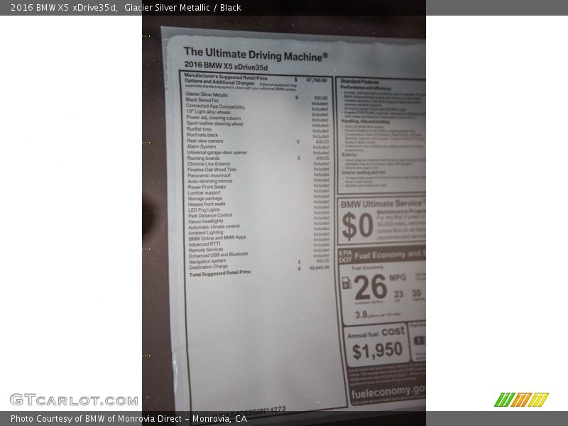 Glacier Silver Metallic / Black 2016 BMW X5 xDrive35d