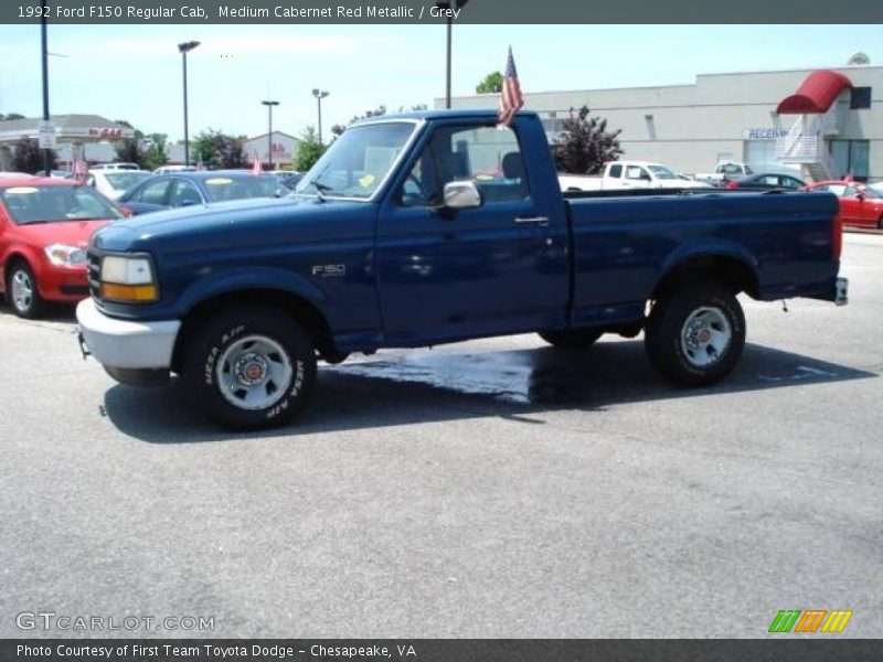 Medium Cabernet Red Metallic / Grey 1992 Ford F150 Regular Cab
