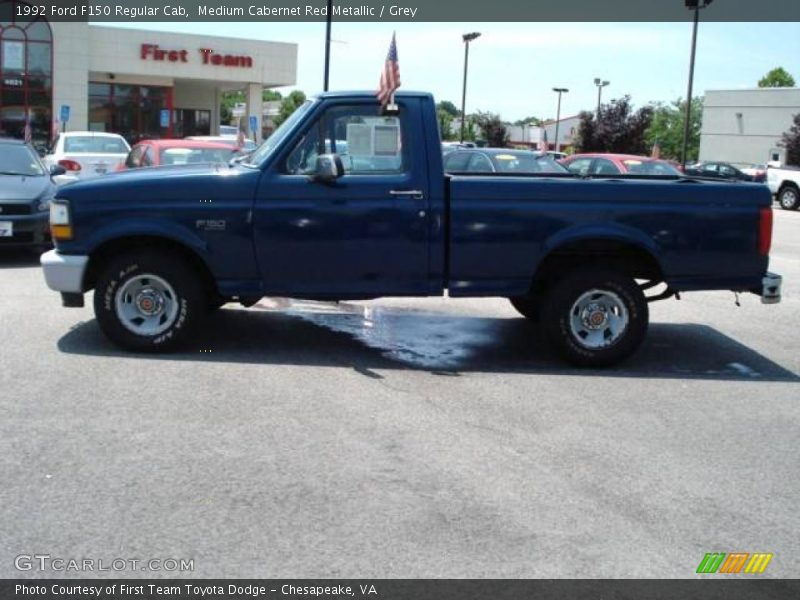 Medium Cabernet Red Metallic / Grey 1992 Ford F150 Regular Cab