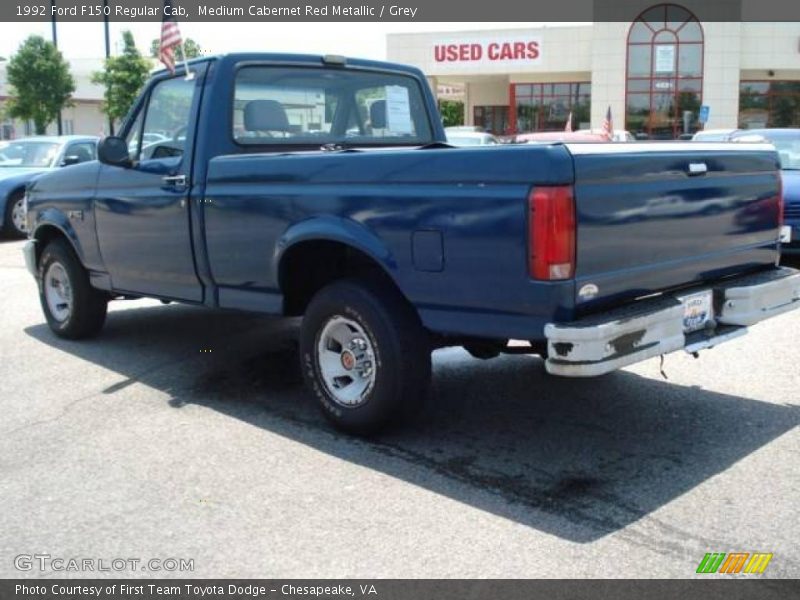 Medium Cabernet Red Metallic / Grey 1992 Ford F150 Regular Cab