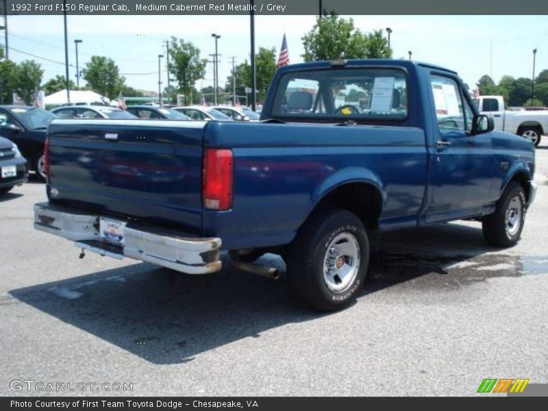 Medium Cabernet Red Metallic / Grey 1992 Ford F150 Regular Cab