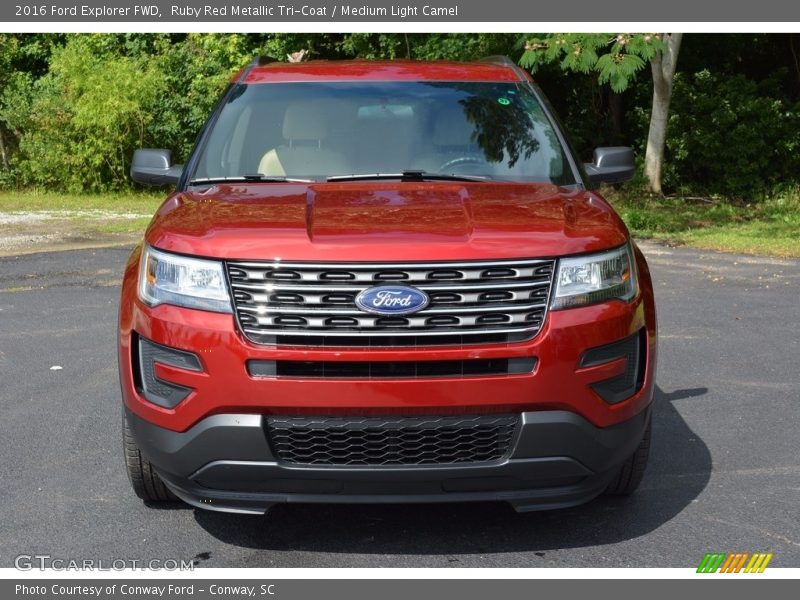 Ruby Red Metallic Tri-Coat / Medium Light Camel 2016 Ford Explorer FWD