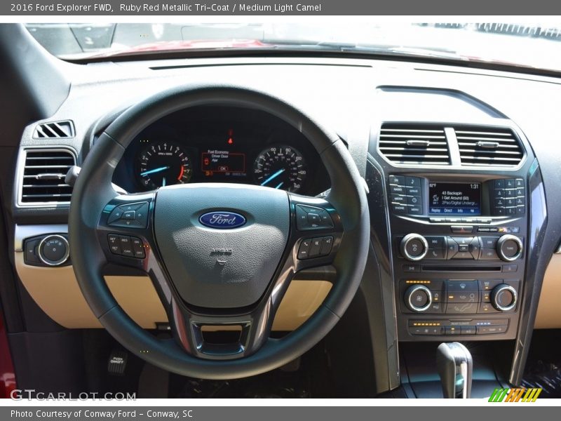 Ruby Red Metallic Tri-Coat / Medium Light Camel 2016 Ford Explorer FWD
