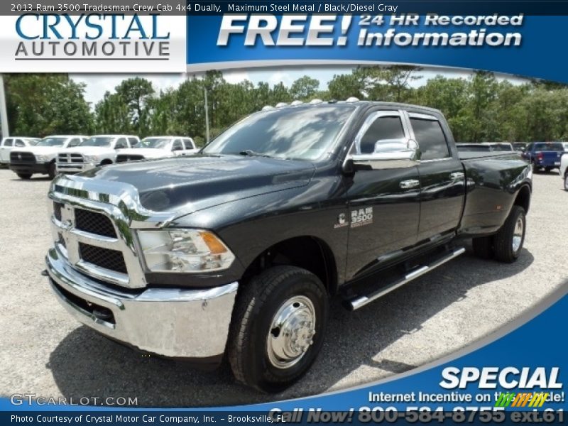 Maximum Steel Metal / Black/Diesel Gray 2013 Ram 3500 Tradesman Crew Cab 4x4 Dually