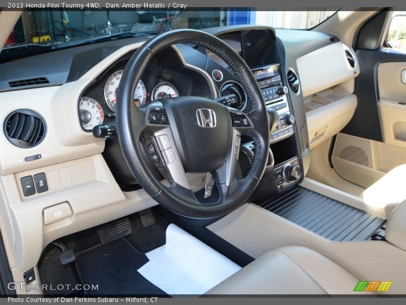 Dark Amber Metallic / Gray 2013 Honda Pilot Touring 4WD