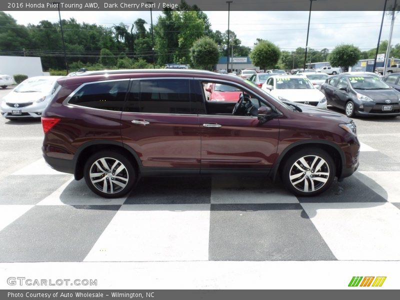 Dark Cherry Pearl / Beige 2016 Honda Pilot Touring AWD