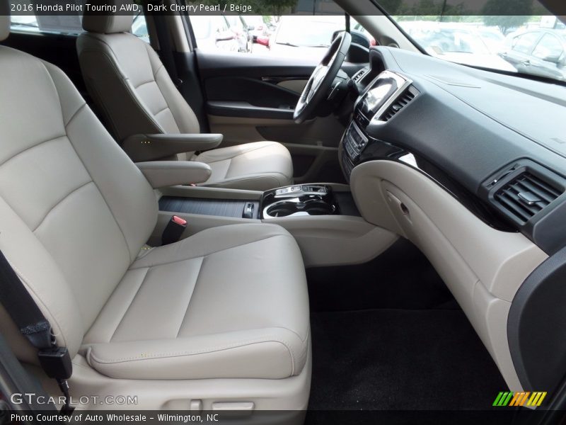 Dark Cherry Pearl / Beige 2016 Honda Pilot Touring AWD