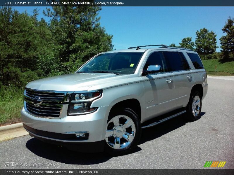 Silver Ice Metallic / Cocoa/Mahogany 2015 Chevrolet Tahoe LTZ 4WD