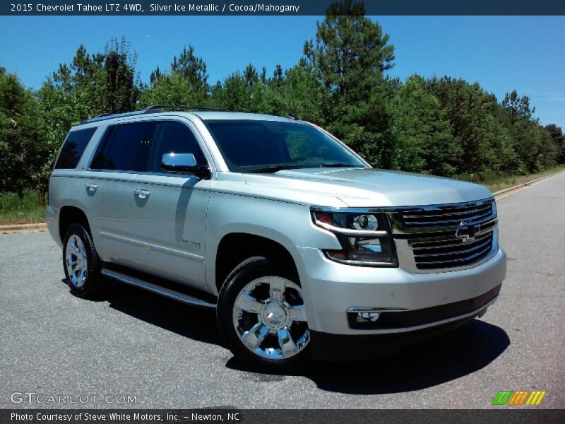 Silver Ice Metallic / Cocoa/Mahogany 2015 Chevrolet Tahoe LTZ 4WD