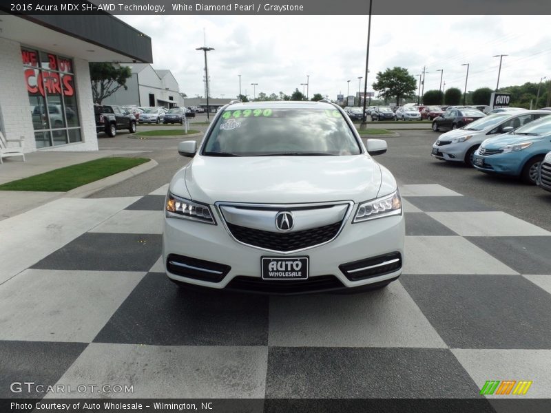 White Diamond Pearl / Graystone 2016 Acura MDX SH-AWD Technology
