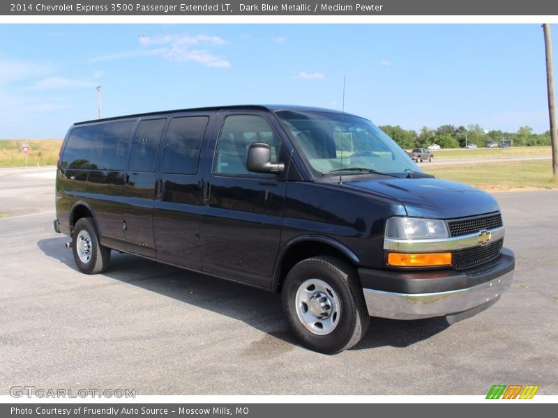Dark Blue Metallic / Medium Pewter 2014 Chevrolet Express 3500 Passenger Extended LT