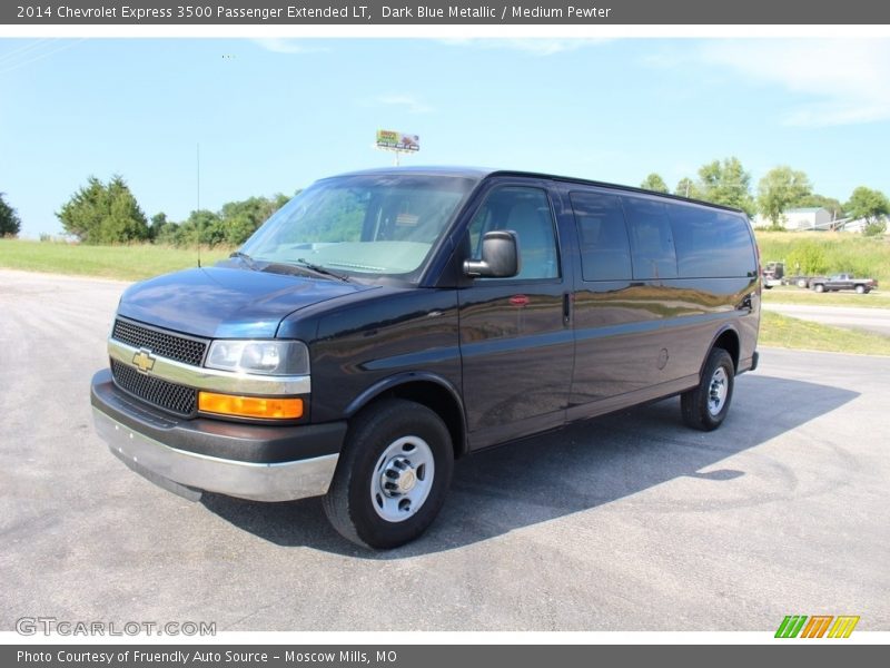 Dark Blue Metallic / Medium Pewter 2014 Chevrolet Express 3500 Passenger Extended LT