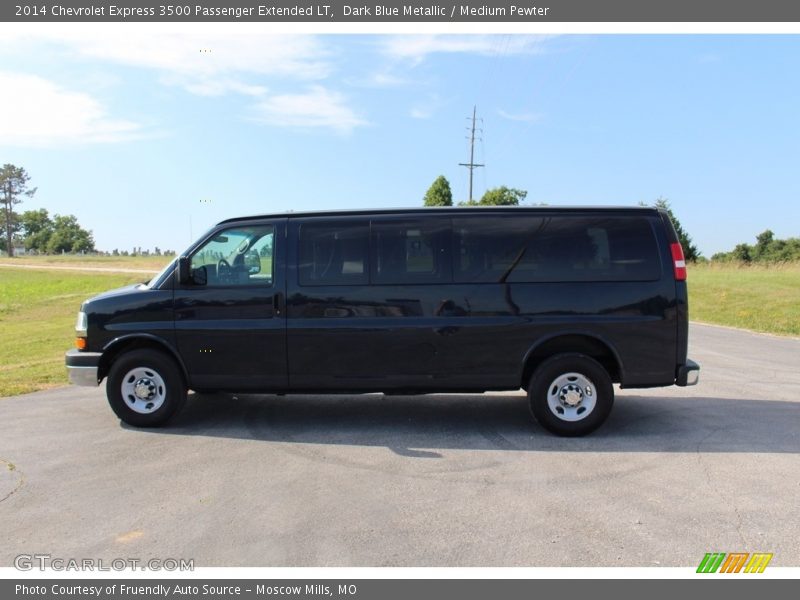 Dark Blue Metallic / Medium Pewter 2014 Chevrolet Express 3500 Passenger Extended LT