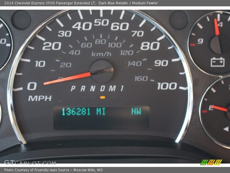 Dark Blue Metallic / Medium Pewter 2014 Chevrolet Express 3500 Passenger Extended LT